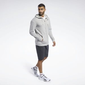 Bluza Z Kapturem Męskie Reebok Training Essentials Szare PL 46QFCYV